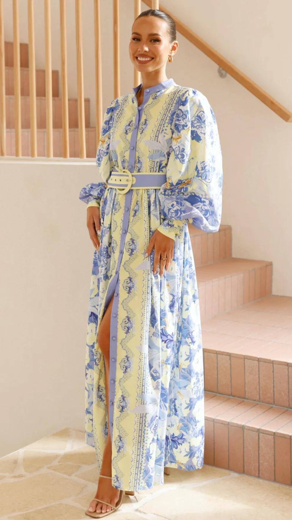 Kalliope Maxi Dress - Blue/Yellow