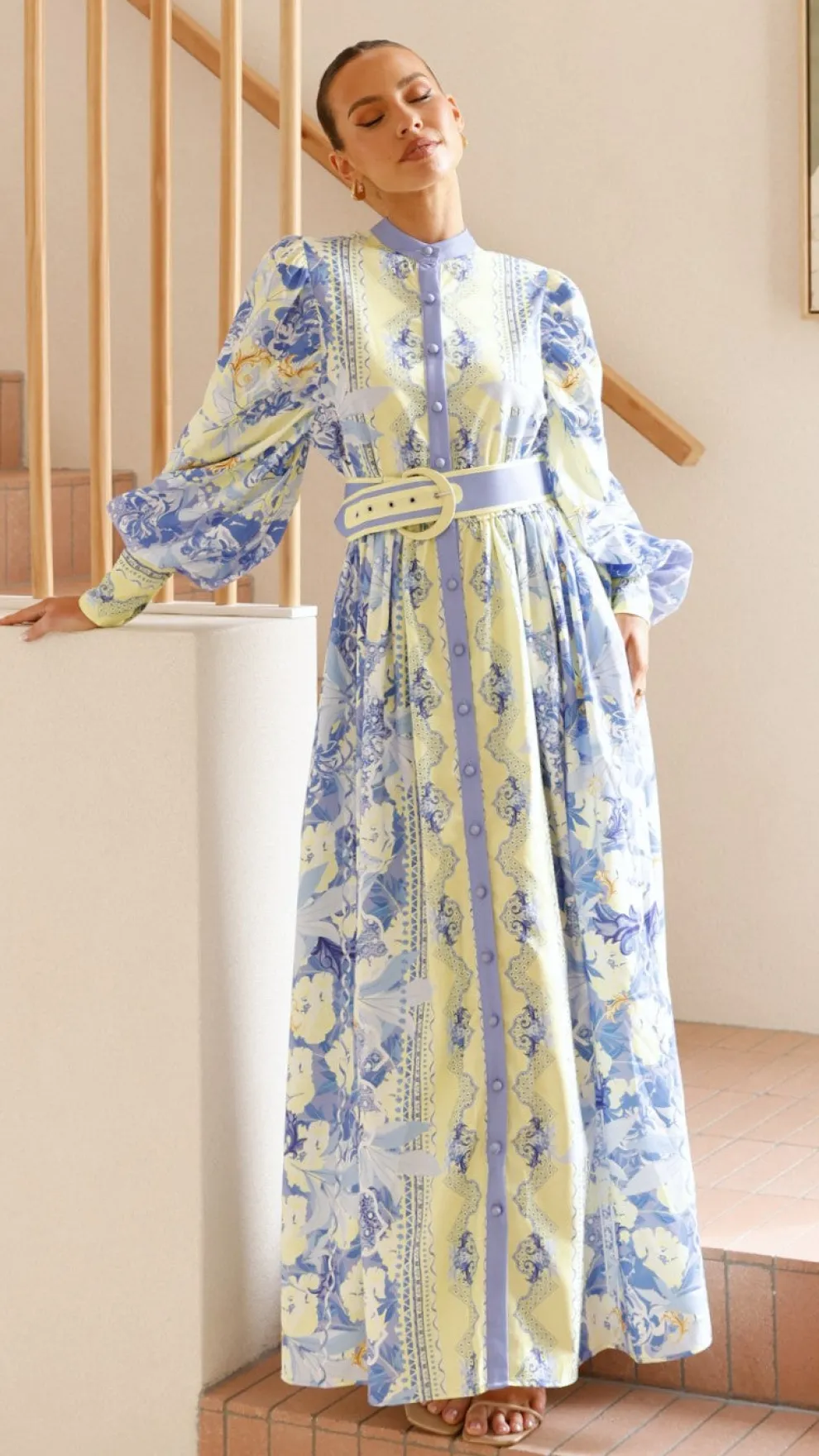 Kalliope Maxi Dress - Blue/Yellow