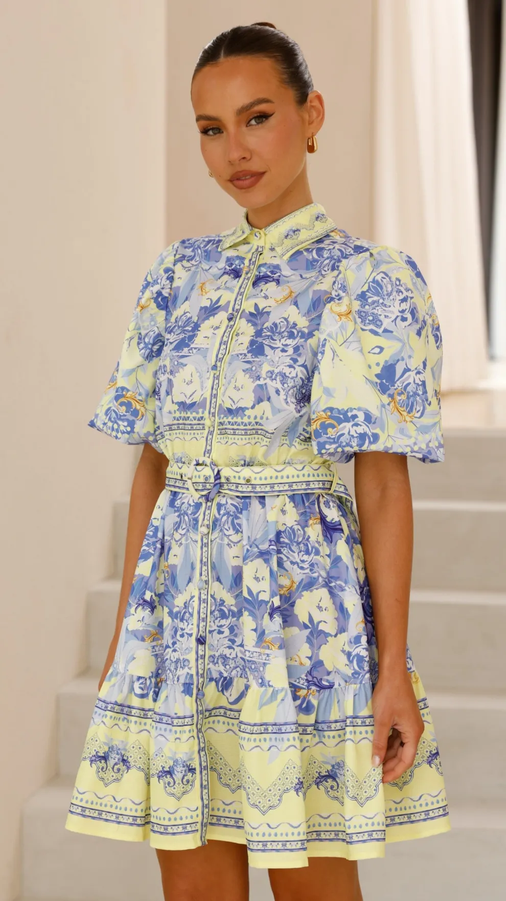 Kalliope Mini Dress - Blue/Yellow