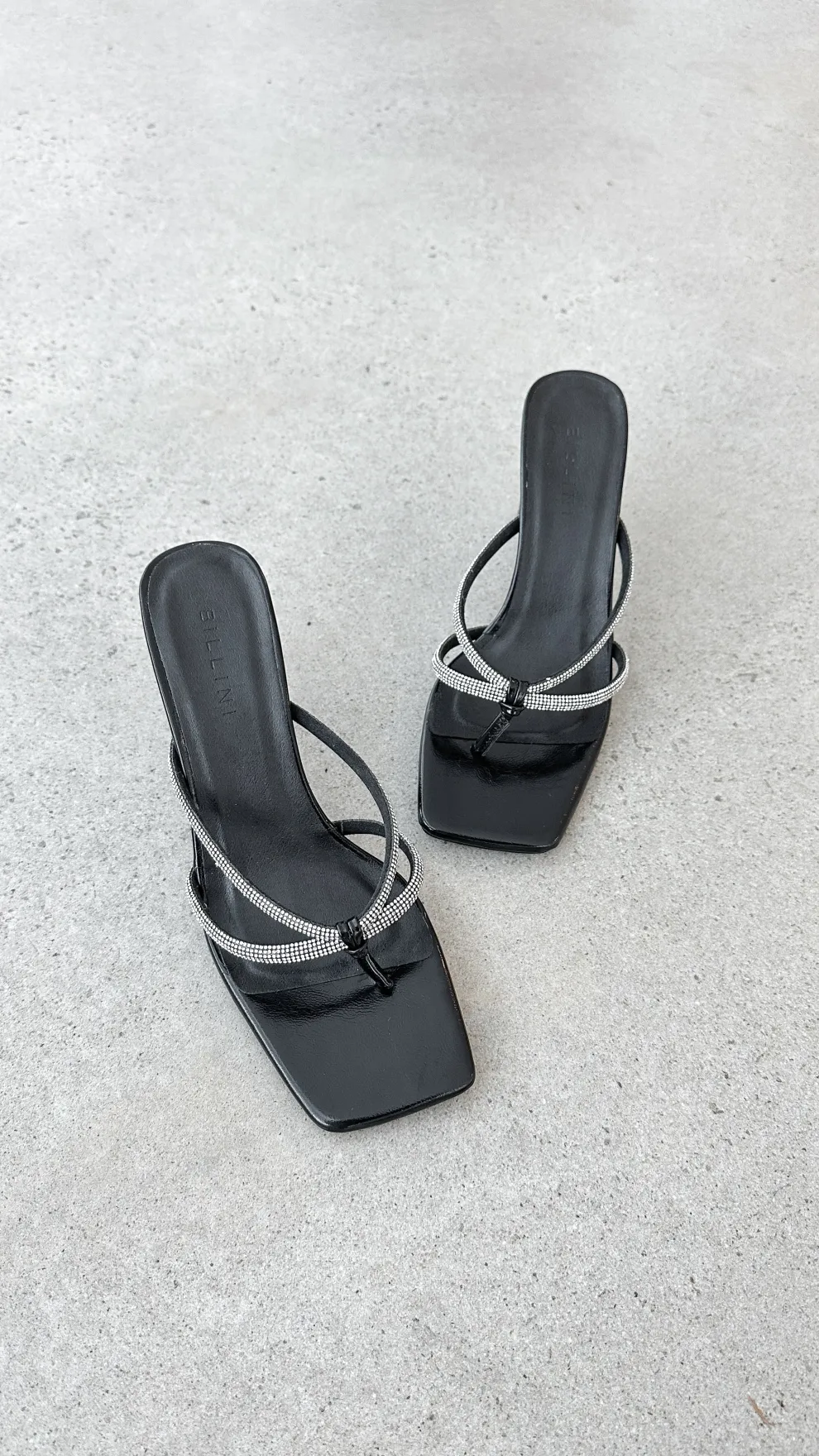 Karson Heel - Black Crinkle Diamante