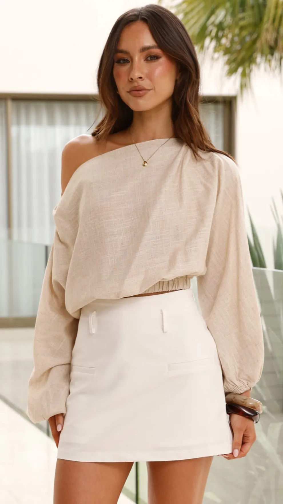 Katara Off Shoulder Top - Natural