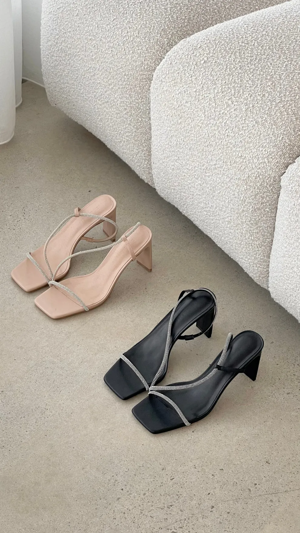 Kaye Heels - Nude Diamante