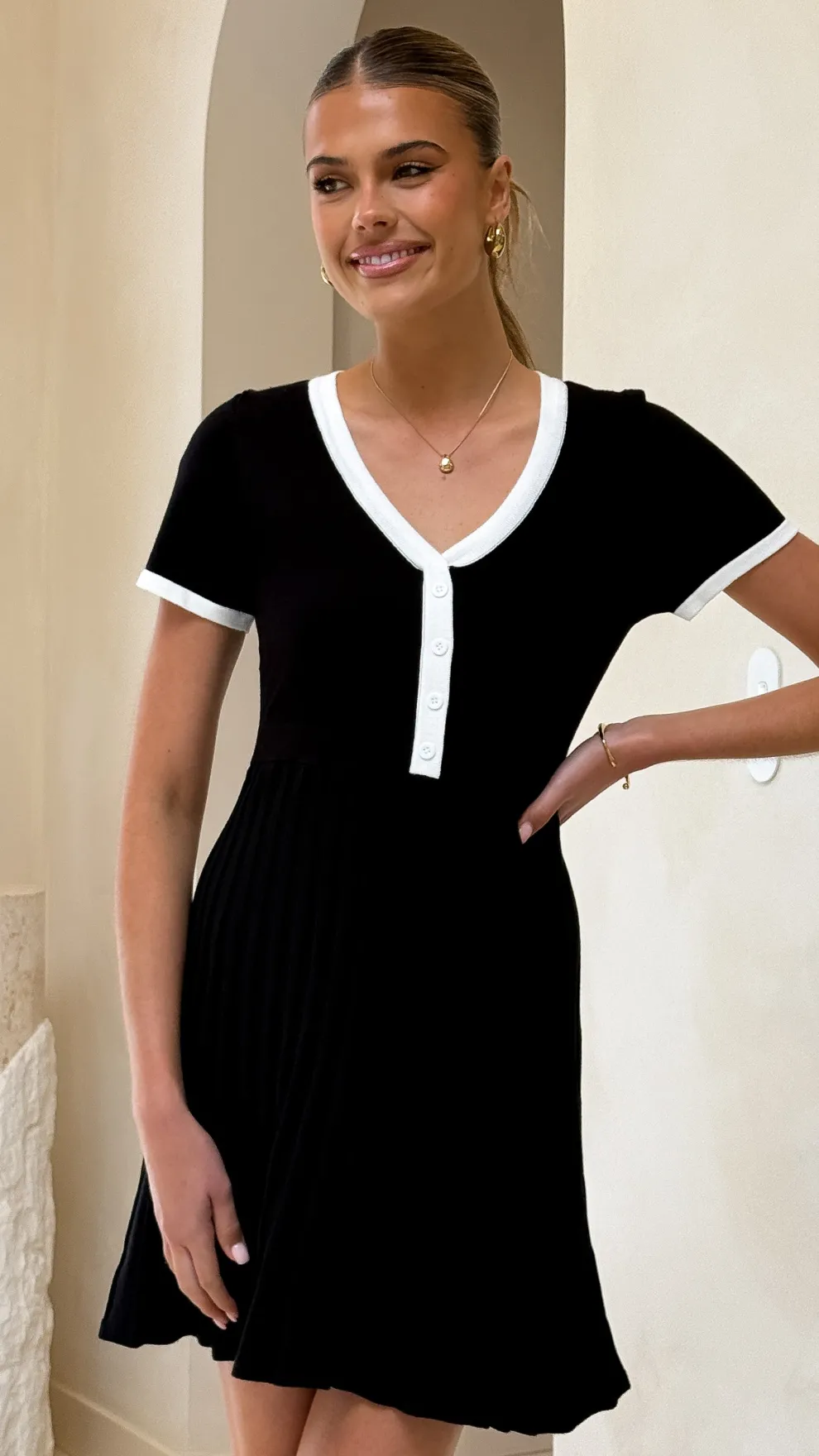 Kaylee Pleat Dress - Black