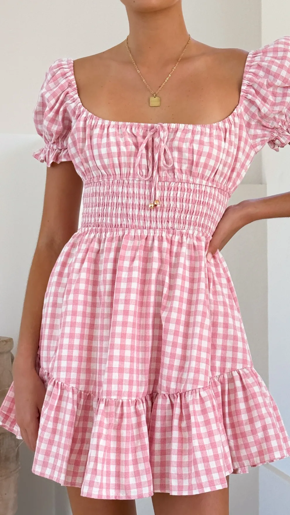 Kori Mini Dress - Pink Check