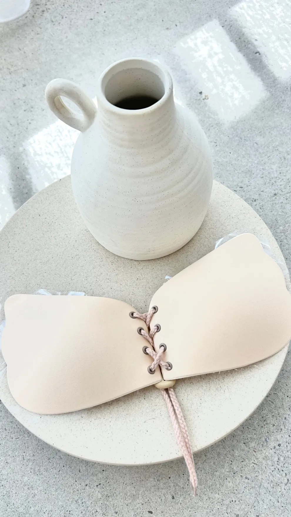 Lace Up Bra - Nude