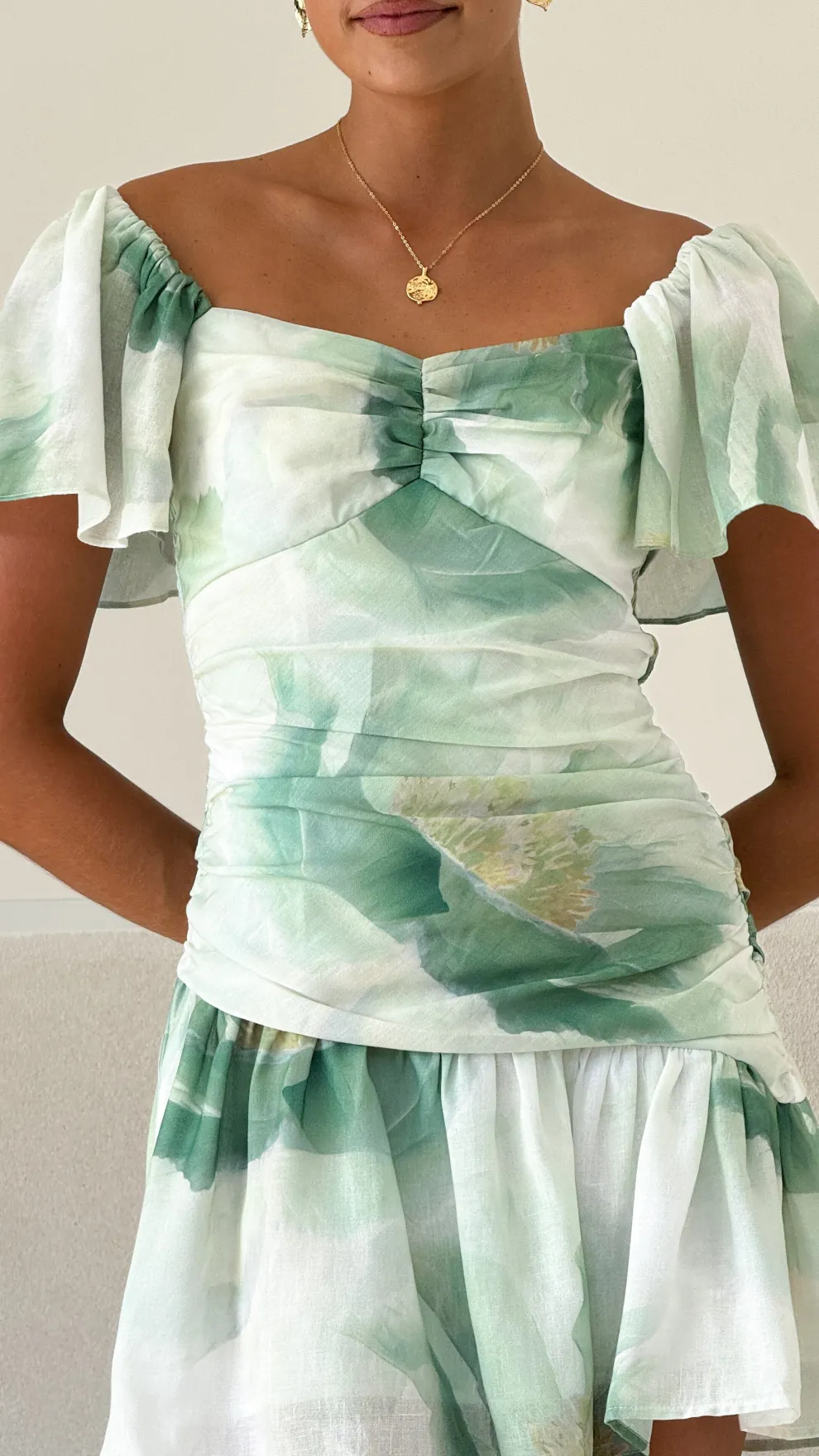 Laury Mini Dress - Green Floral