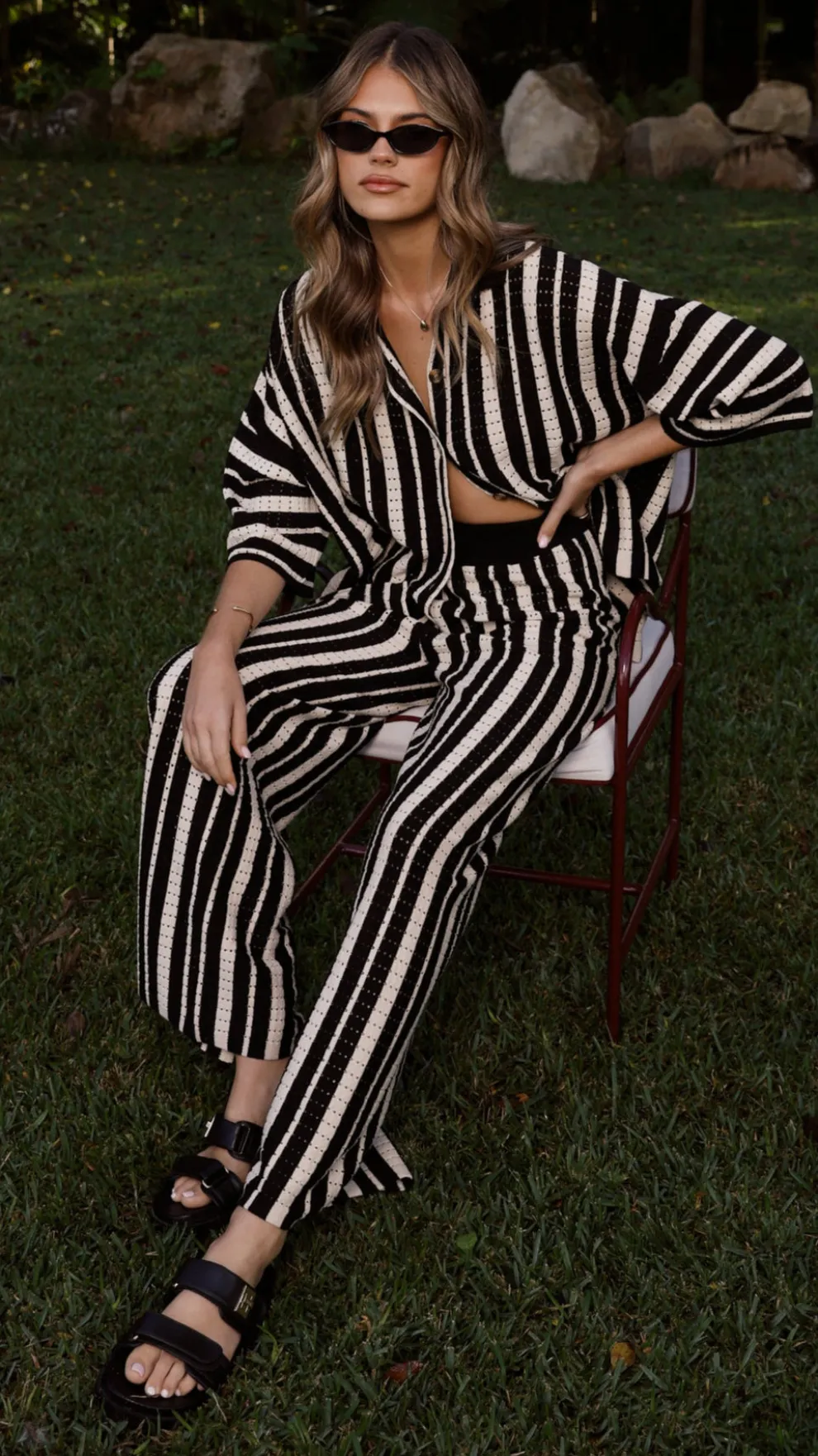 Layla Knit Wide Leg Pants - Black