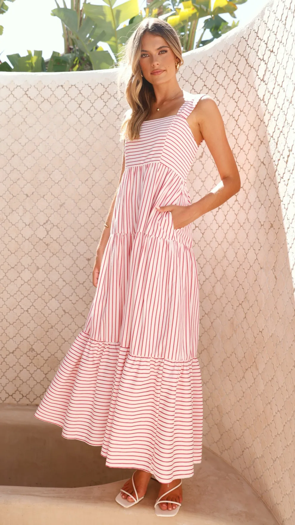 Laylah Maxi Dress - Red Stripe