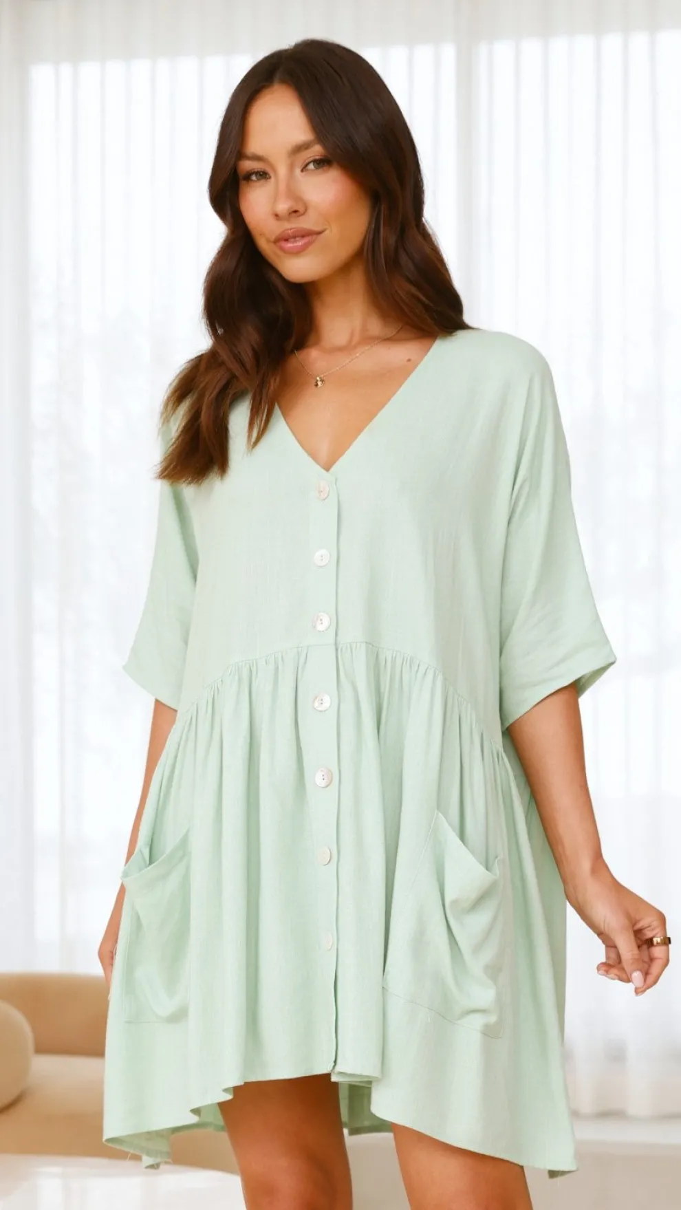 Leah Mini Dress - Sage