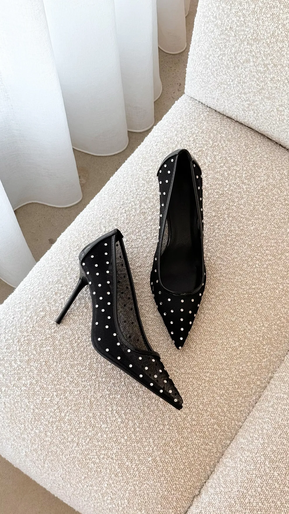 Lee Heels - Black Mesh Diamante