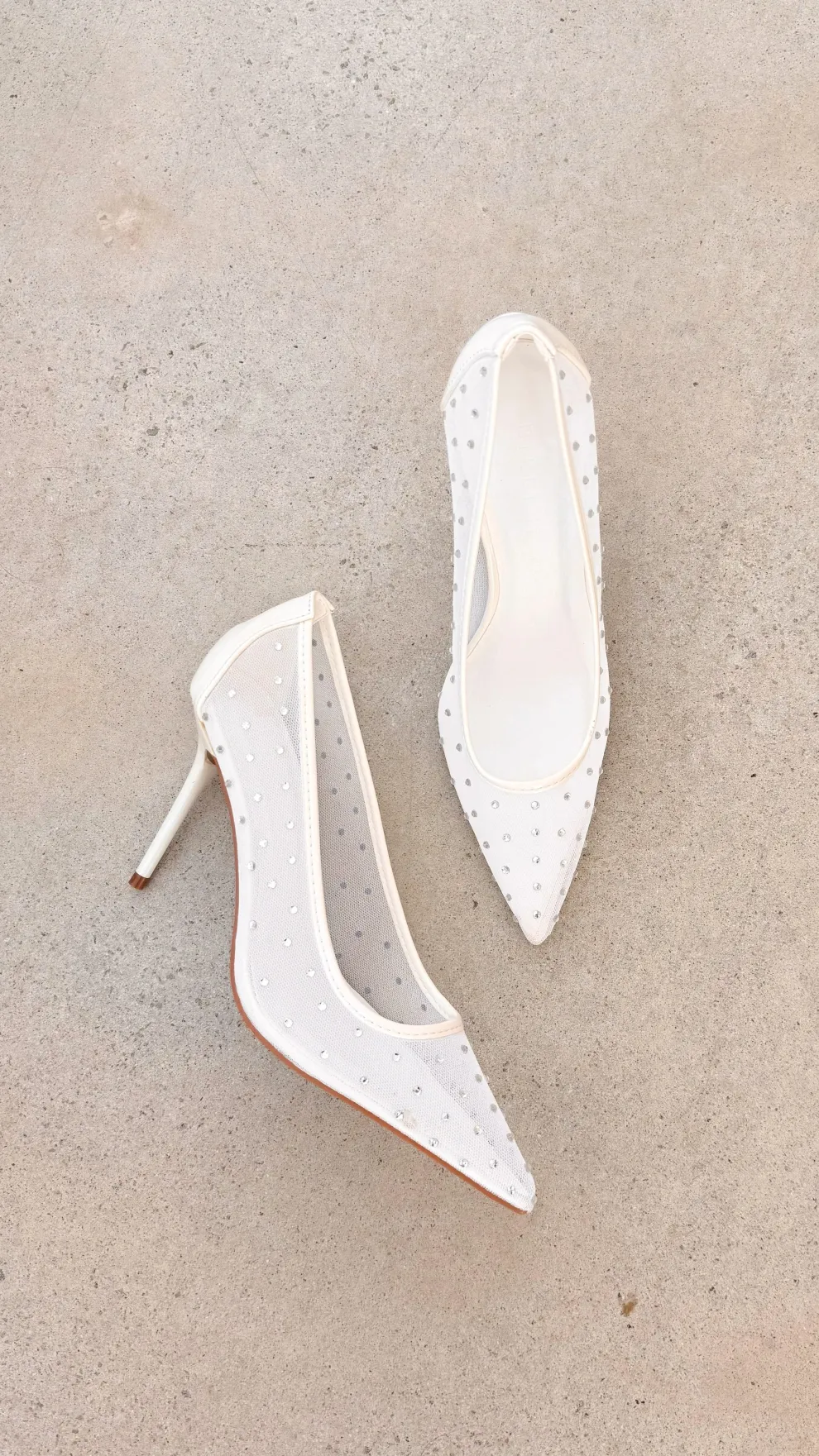 Lee Heels - White Mesh Diamante