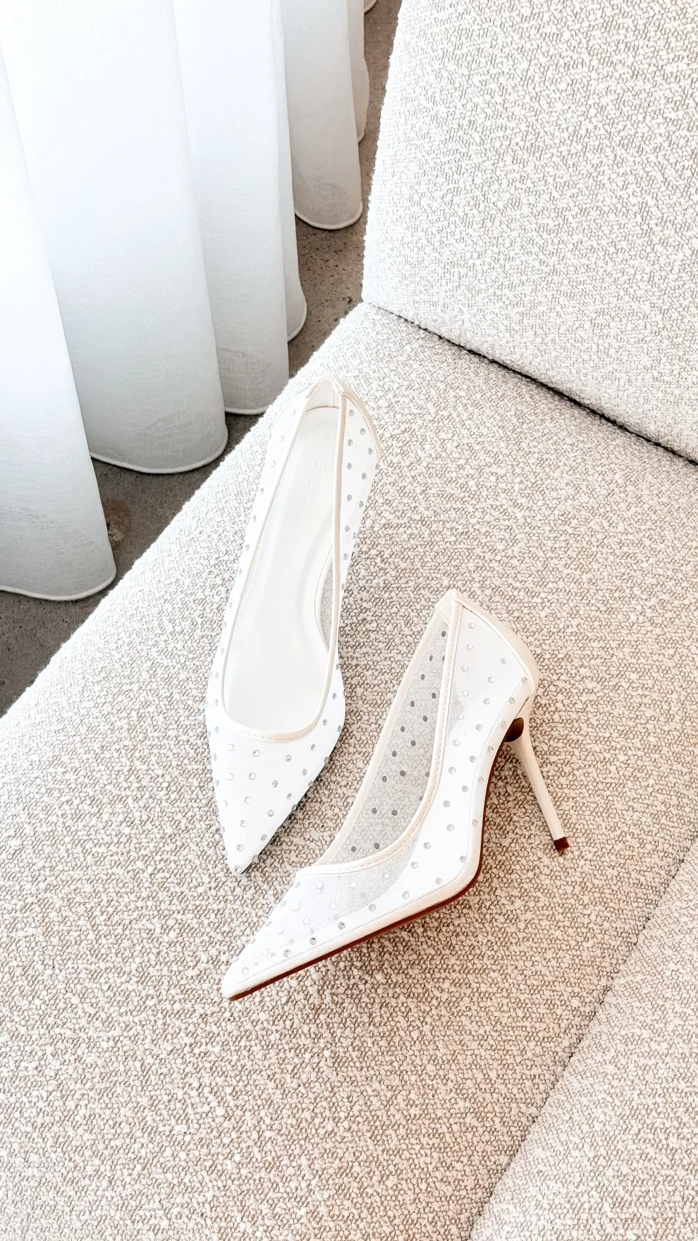 Lee Heels - White Mesh Diamante