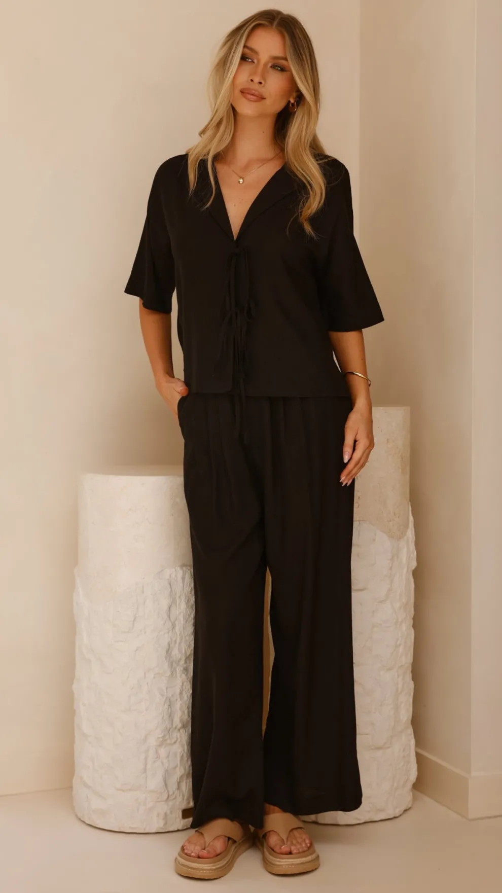 Lexi Linen Pants - Black