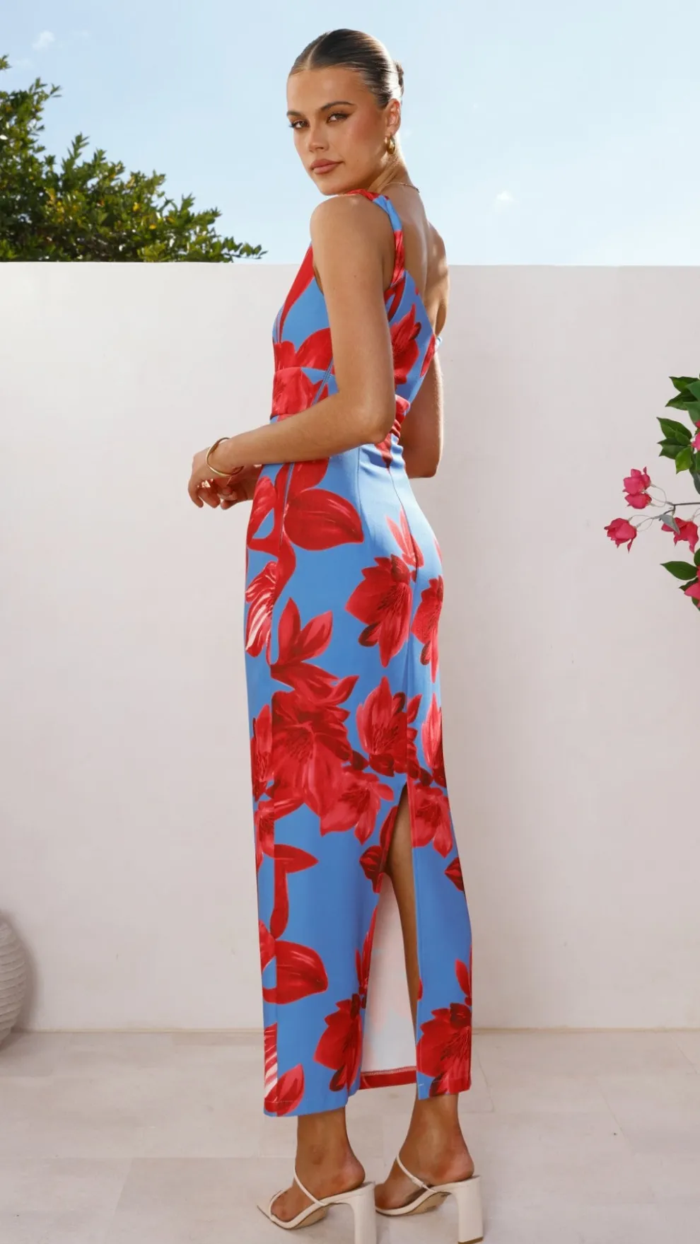 Lorina Maxi Dress - Red/Blue Floral