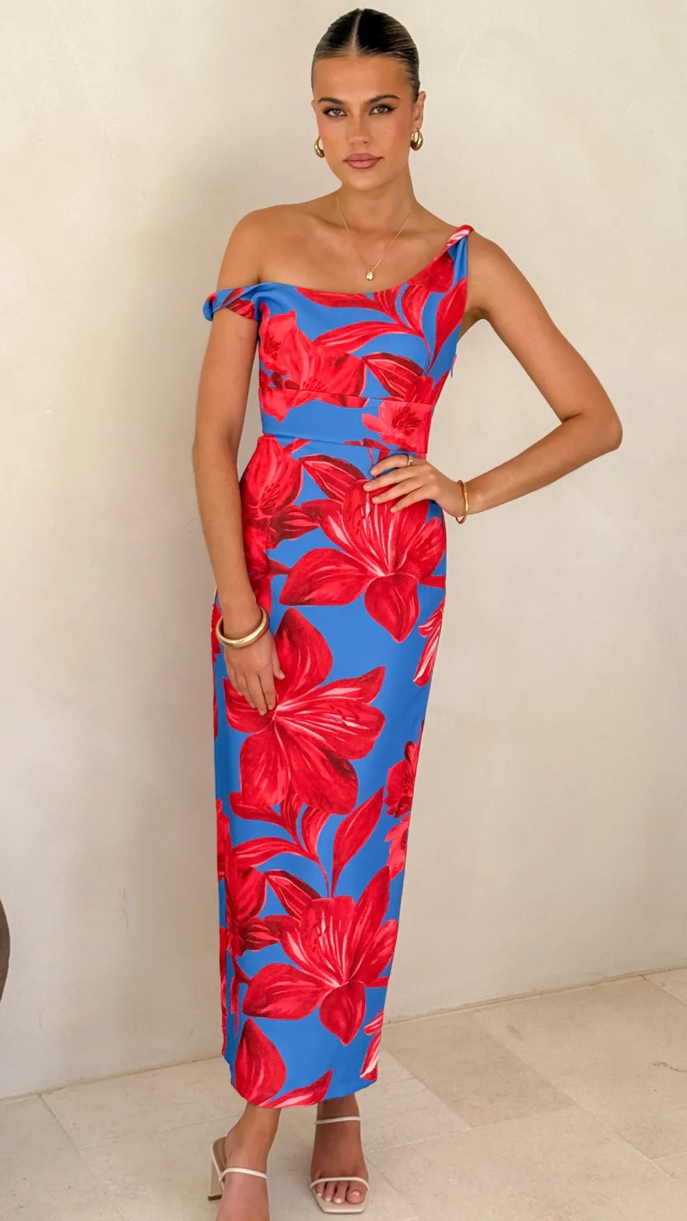 Lorina Maxi Dress - Red/Blue Floral