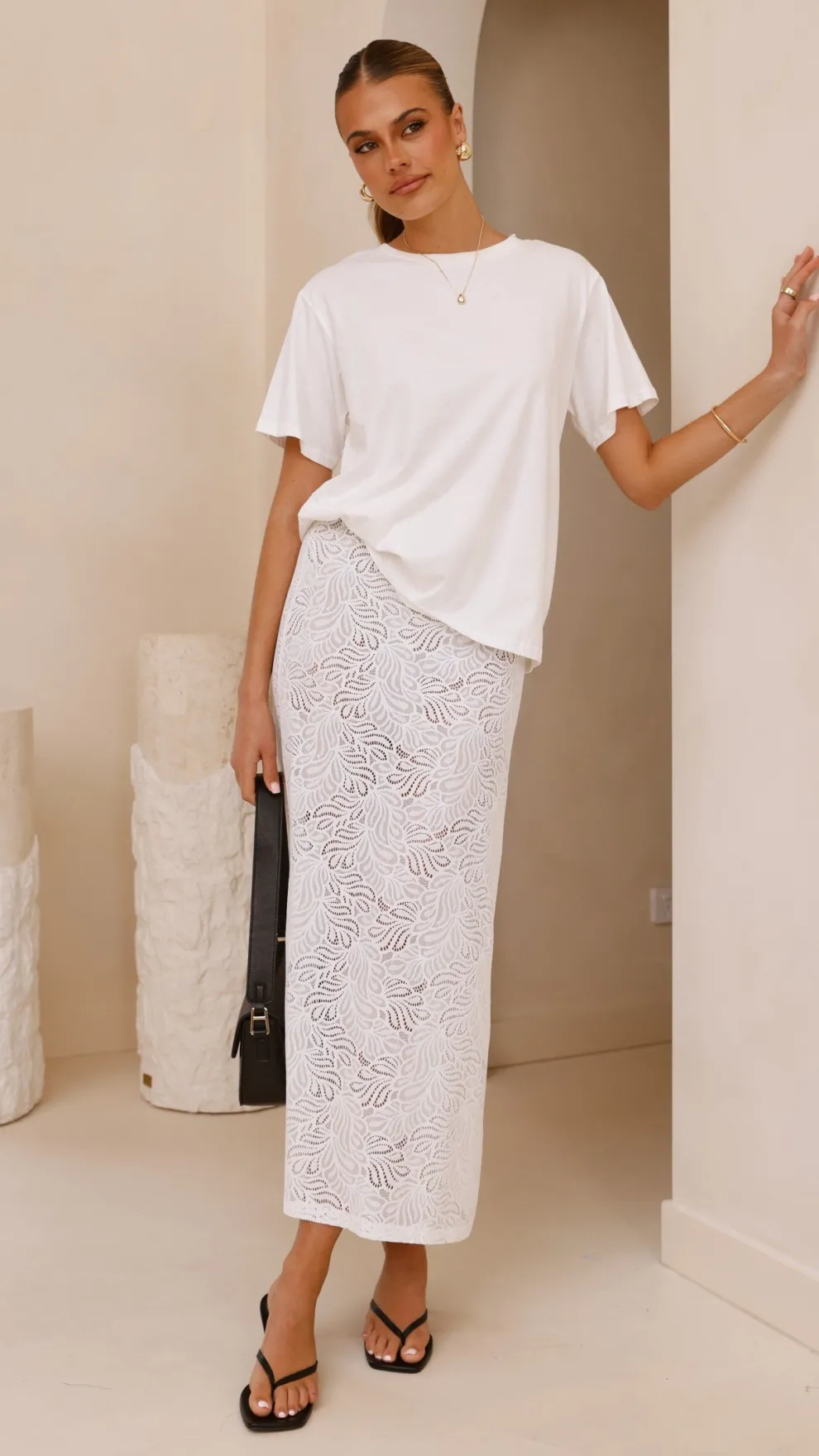 Louisa Lace Maxi Skirt - White