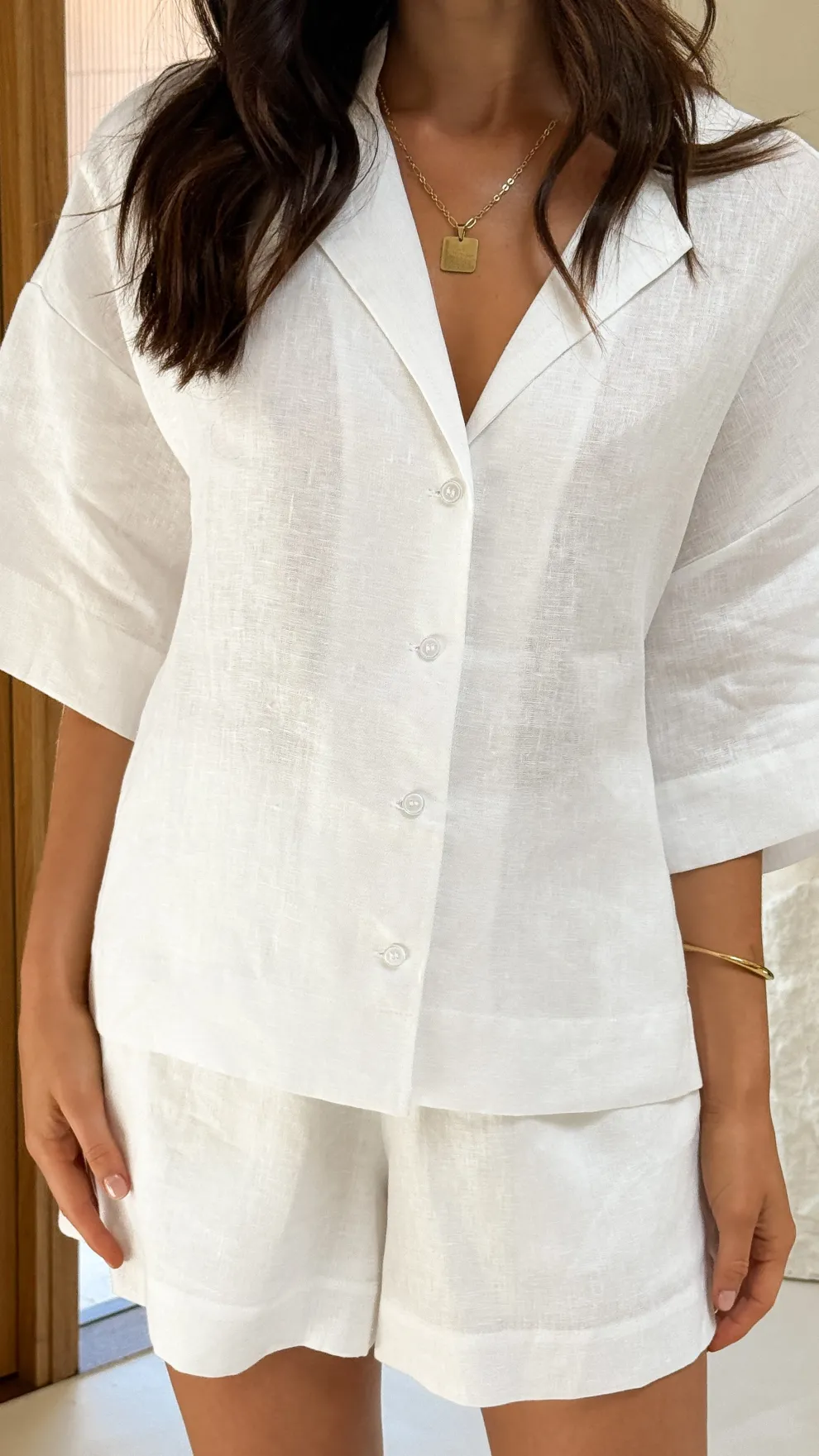 Luna Button Up Shirt - White