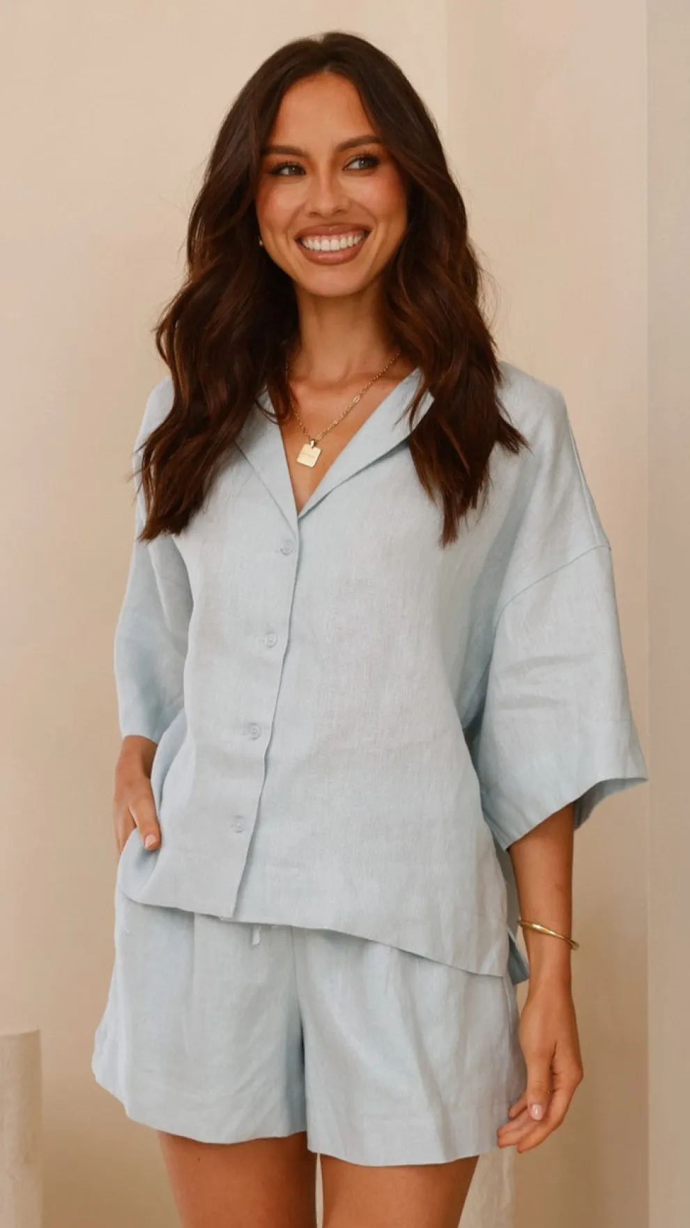 Luna Button Up Shirt - Blue