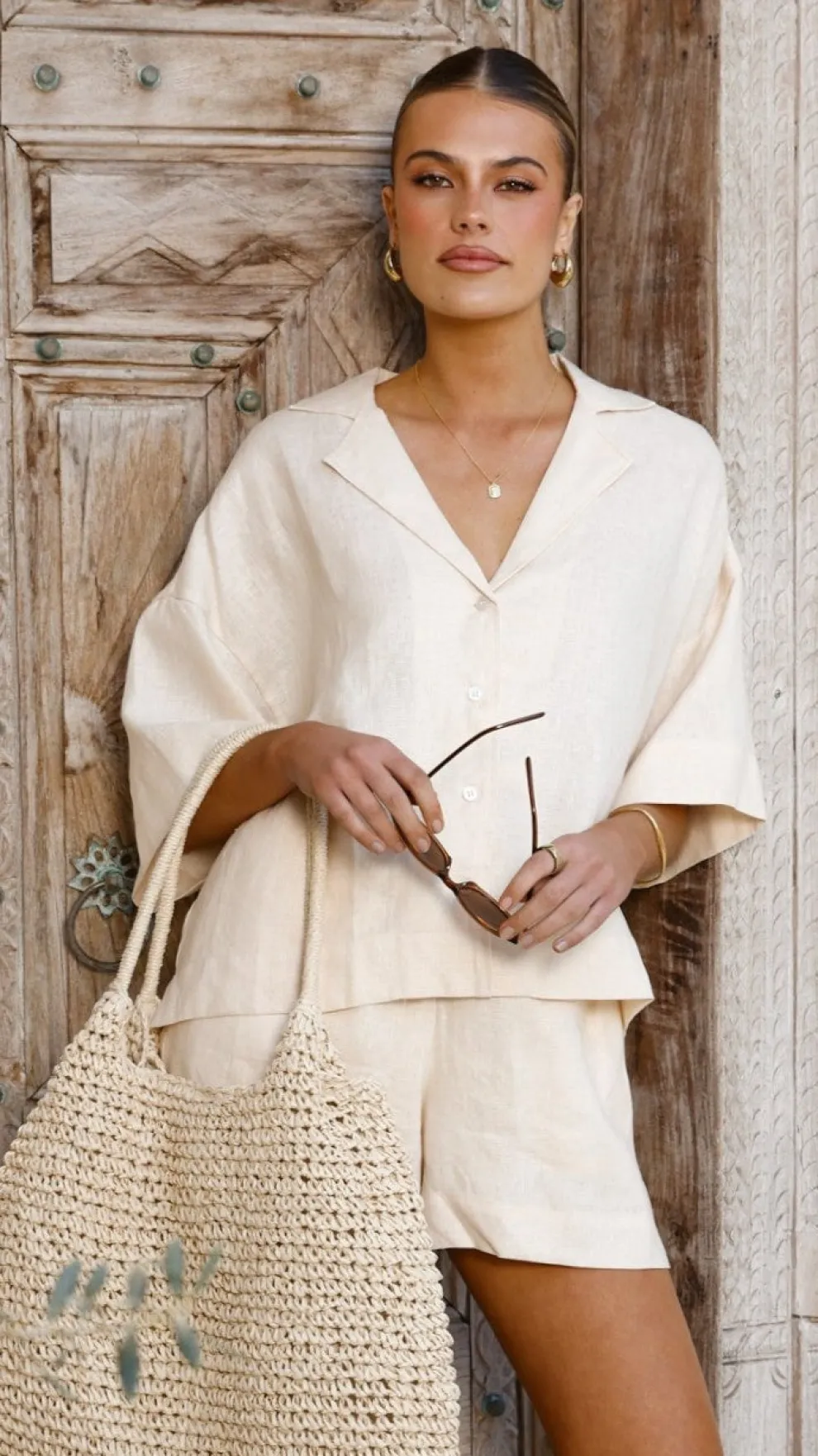 Luna Button Up Shirt - Natural