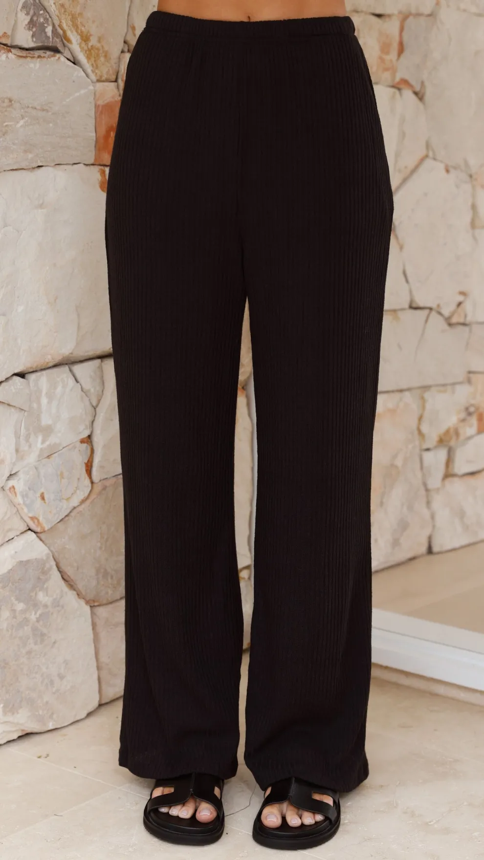 Madian Button Up Shirt and Pants Set - Black