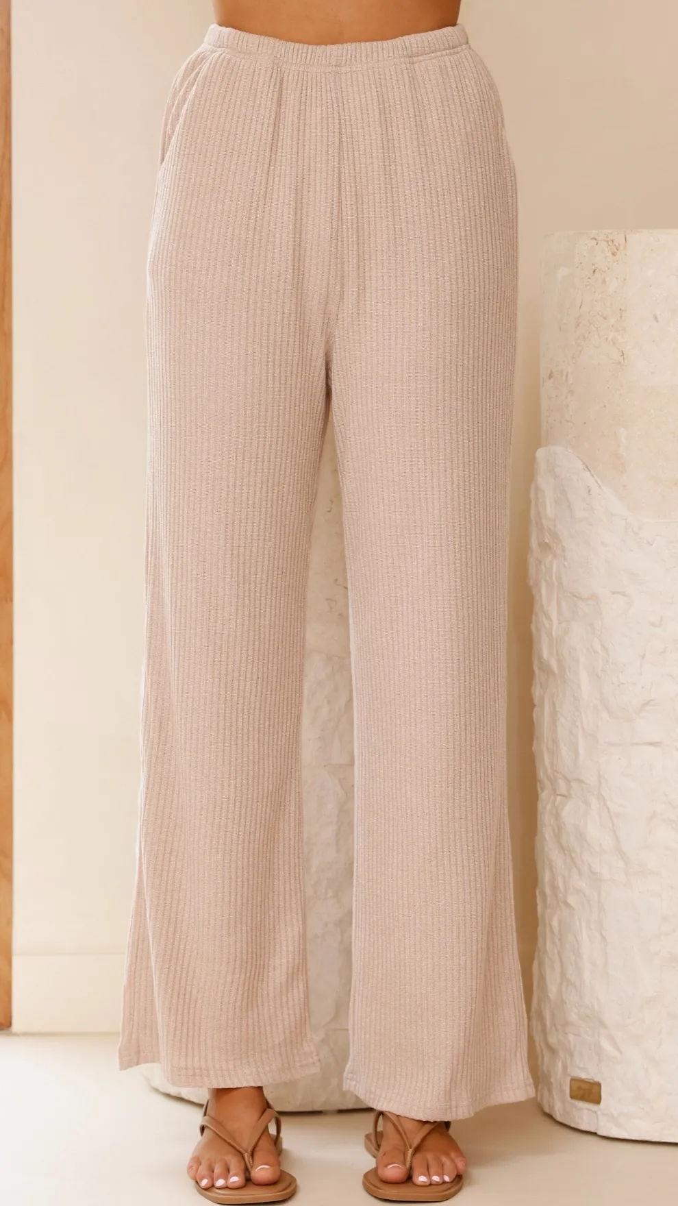 Madian Button Up Shirt and Pants Set - Taupe