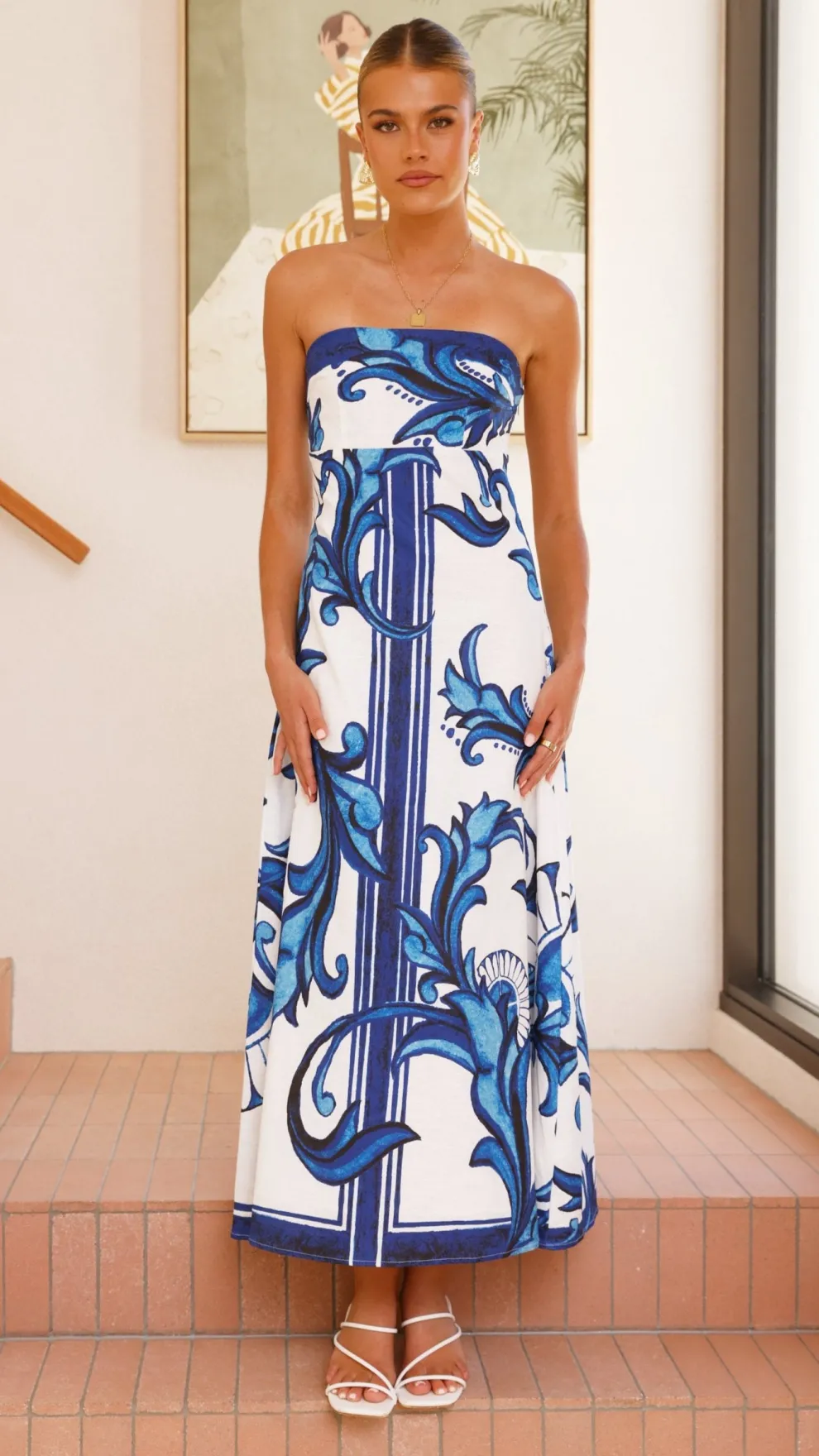 Madra Maxi Dress - Sapphire / White Zayna