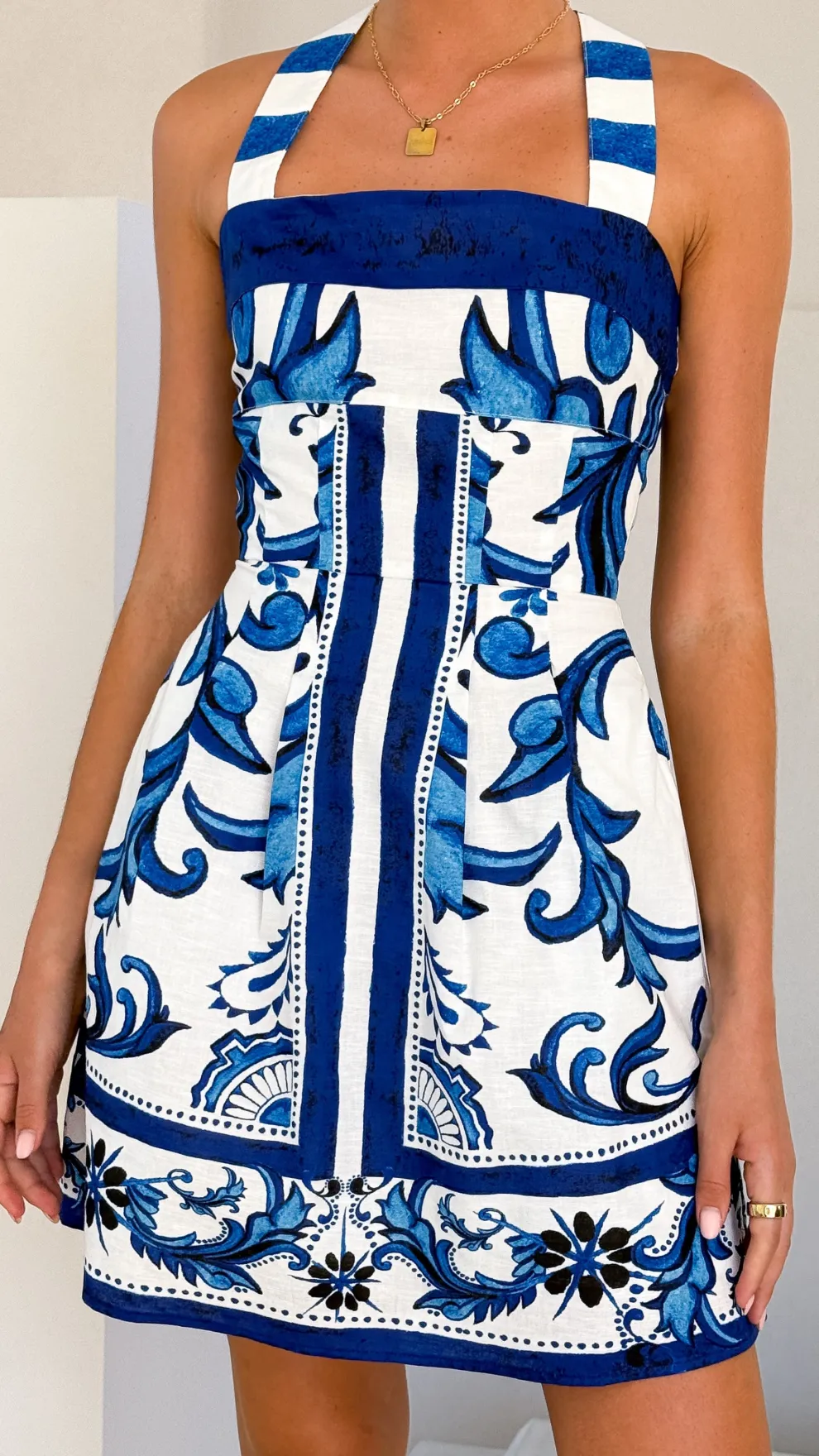 Maegan Mini Dress - Sapphire / White Zayna