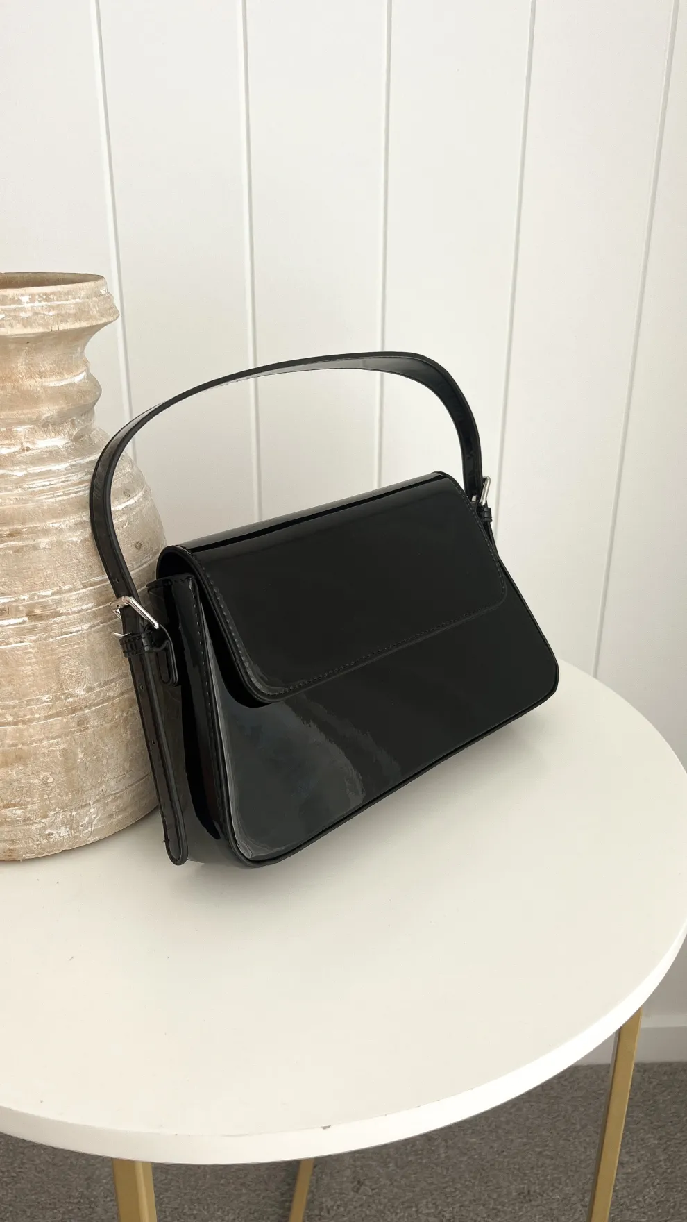 Maisie High Shine Handbag - Black