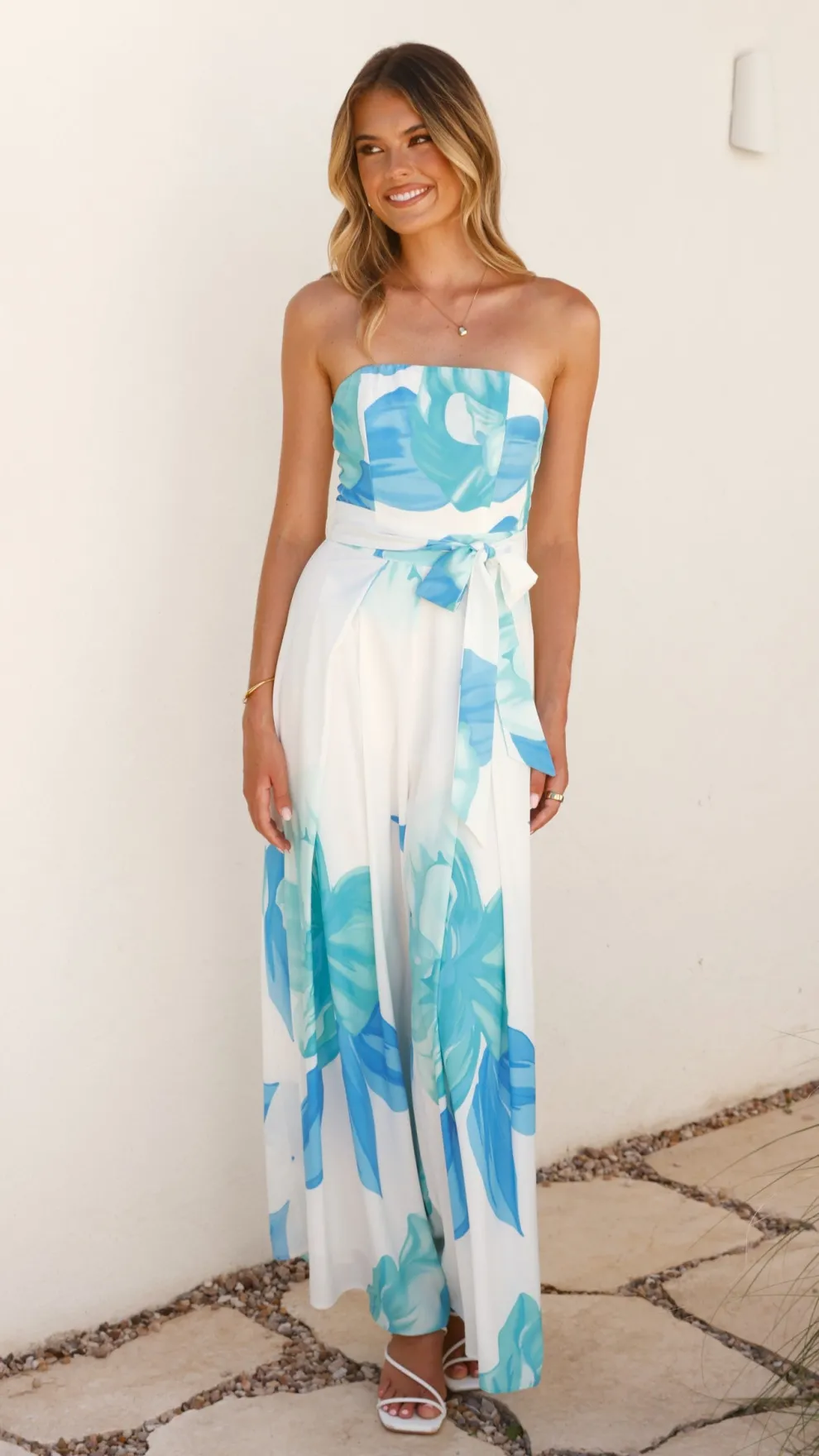 Maisy Strapless Jumpsuit - Blue Teal