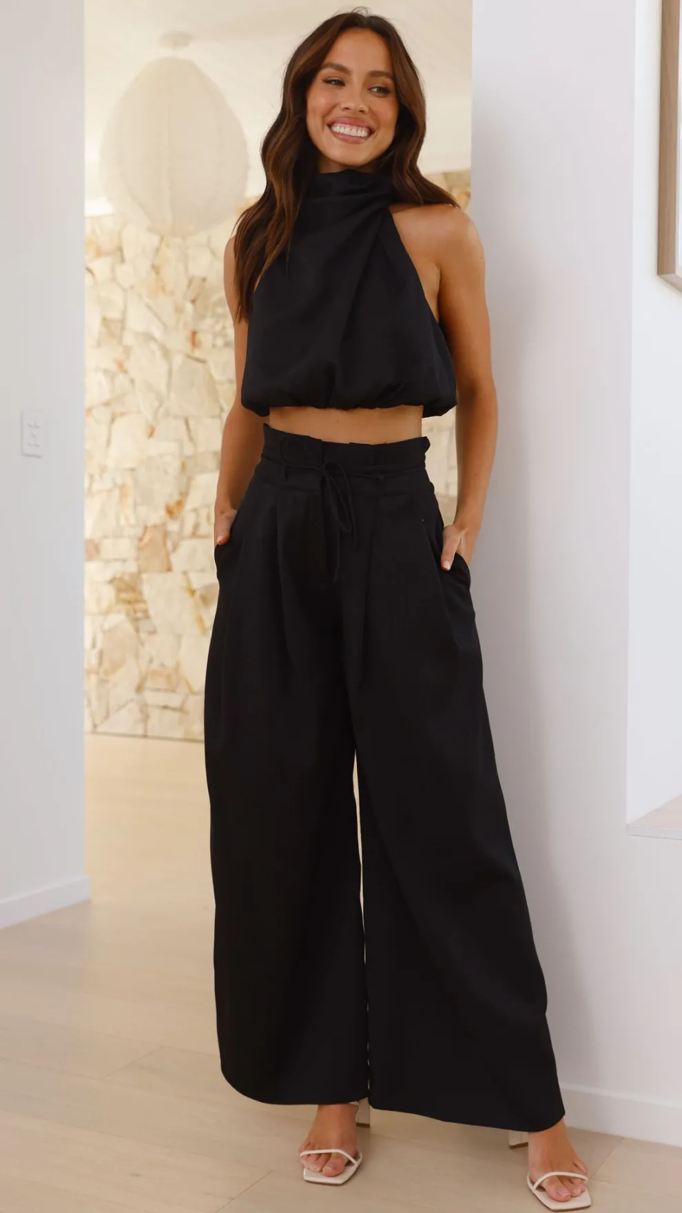 Melinda High Waist Pants - Black