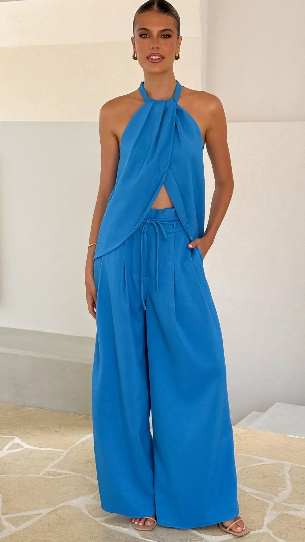 Melinda High Waist Pants - Blue