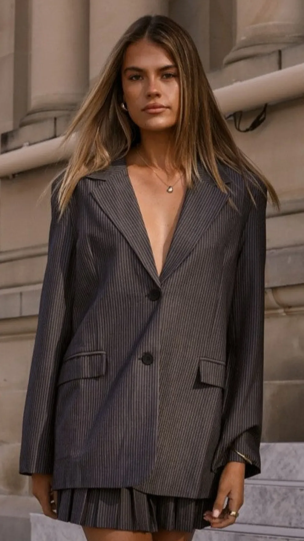 MVN - Newport Pinstripe Blazer - Dark Grey