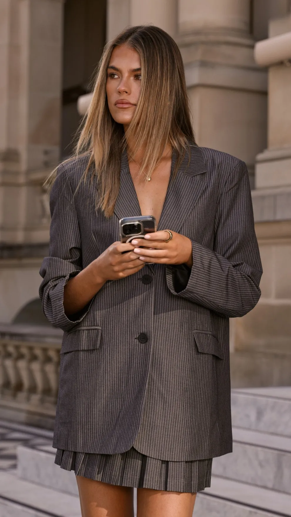 MVN - Newport Pinstripe Blazer - Dark Grey