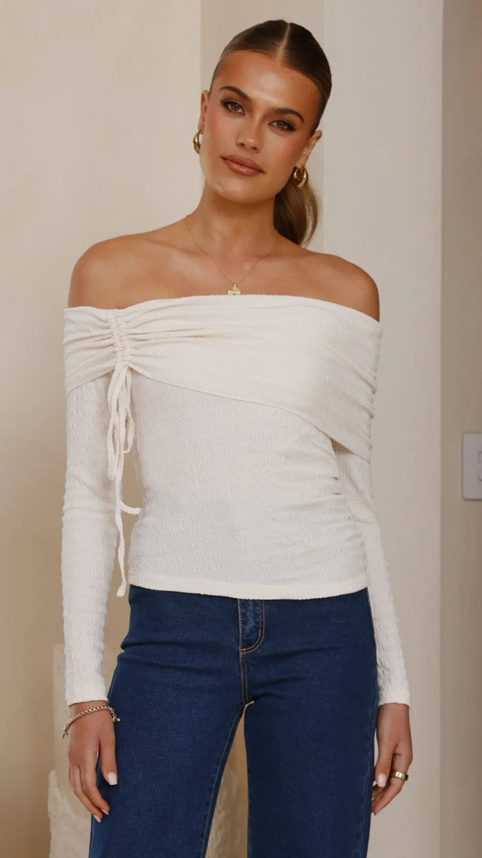 Mya Off The Shoulder Top - Cream