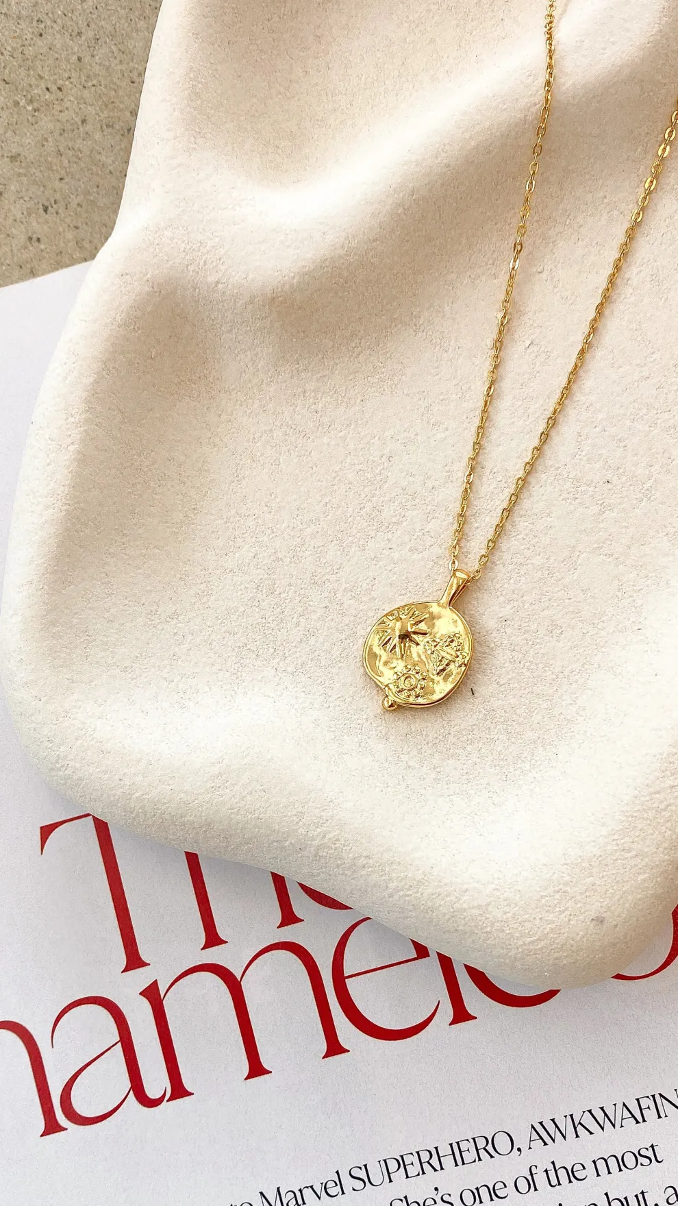 Ocean Coin Charm Necklace - Gold