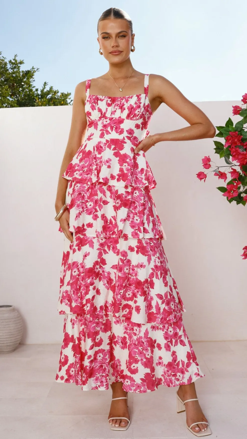 Odilia Maxi Dress - Pink/White Floral