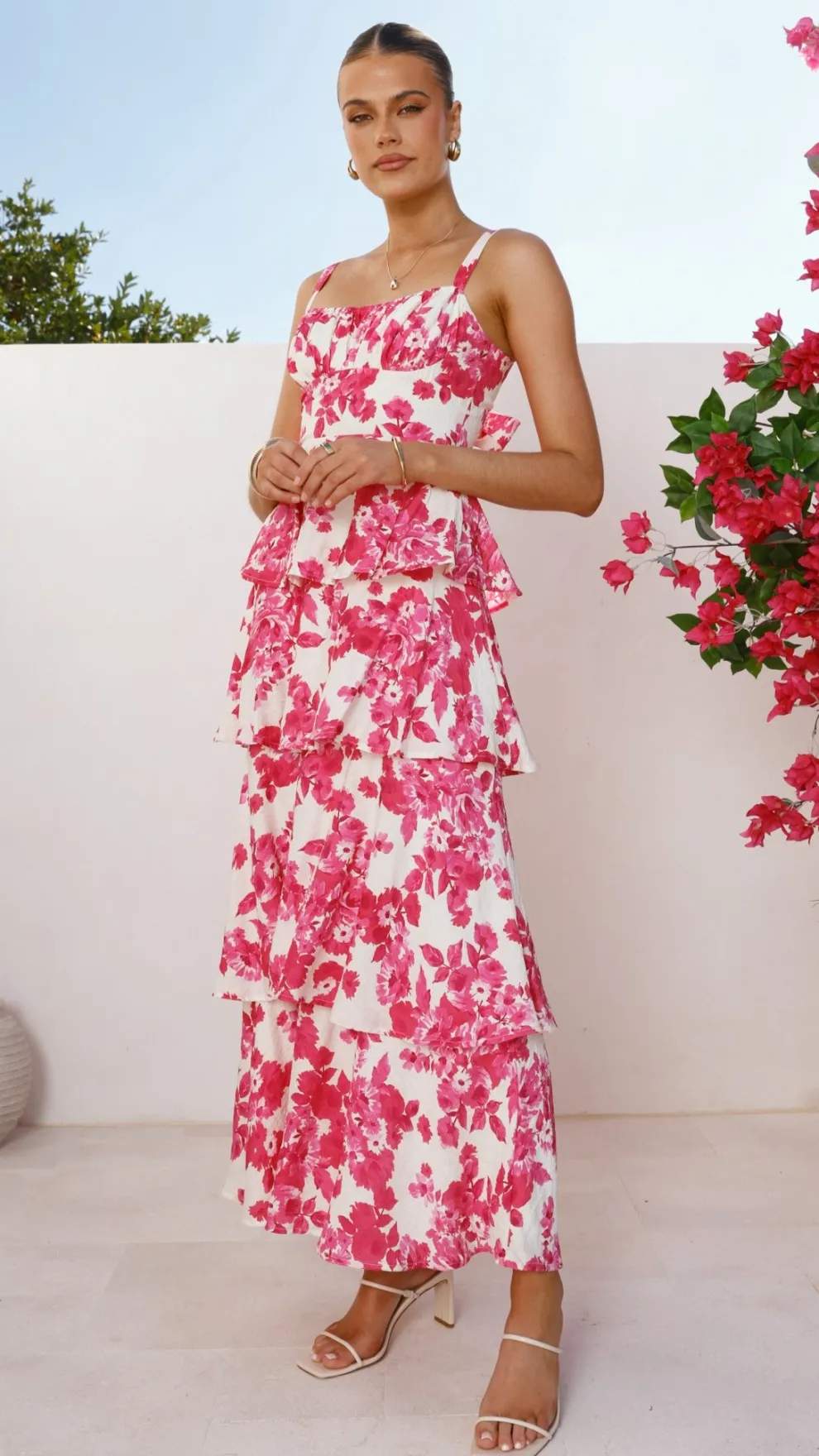 Odilia Maxi Dress - Pink/White Floral