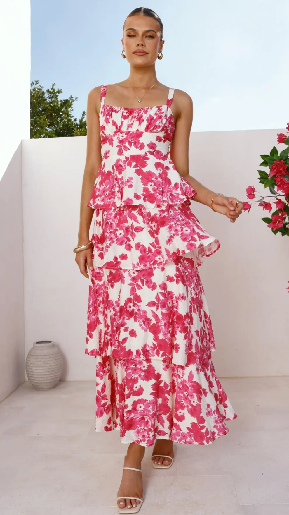 Odilia Maxi Dress - Pink/White Floral