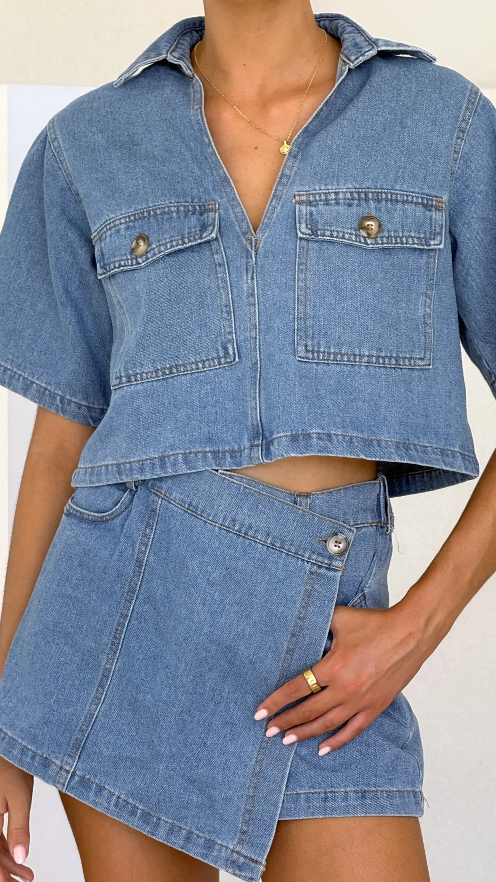 Olivia Top and Skort Set - Light Denim