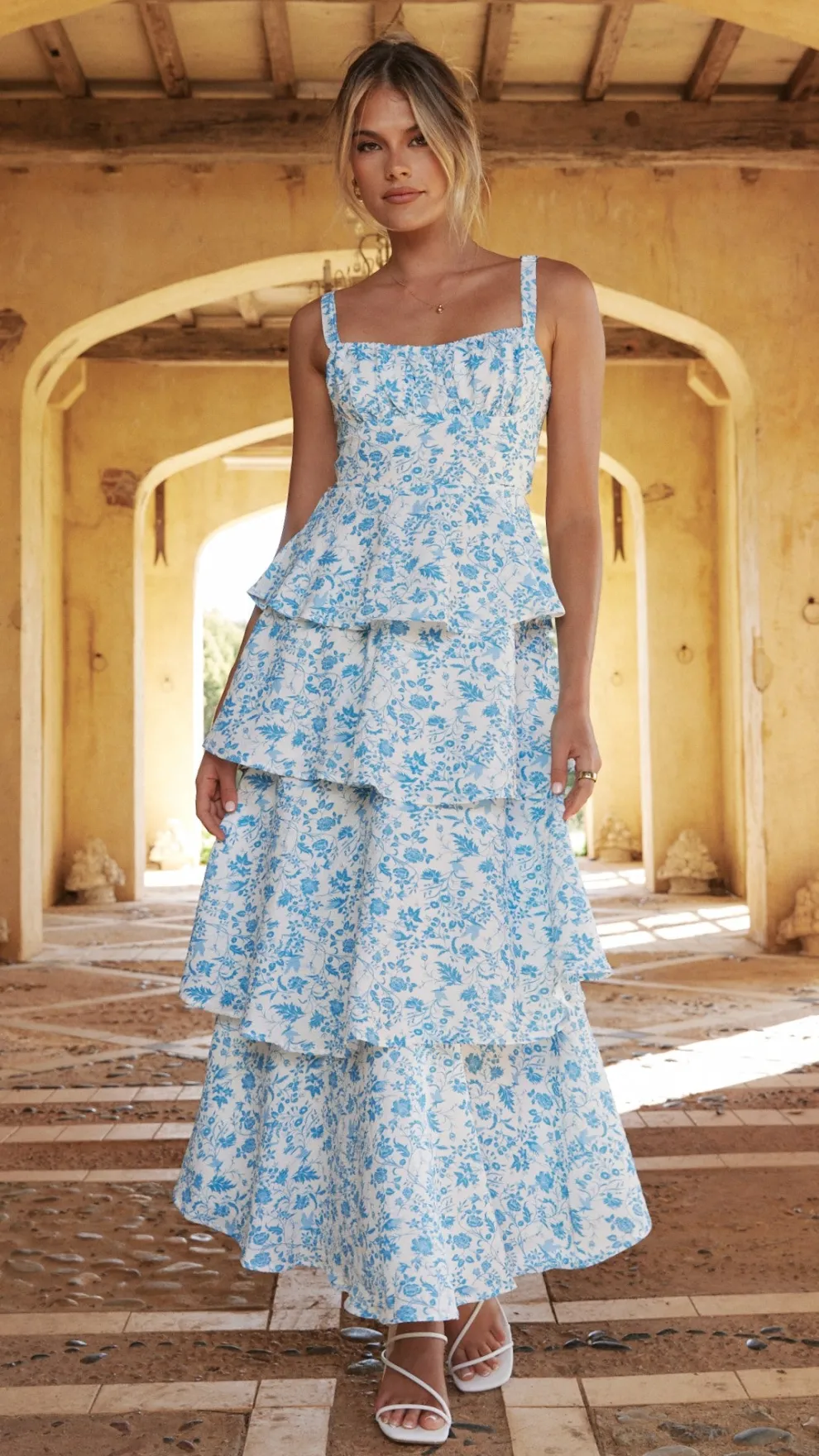 Page Maxi Dress - Blue Floral
