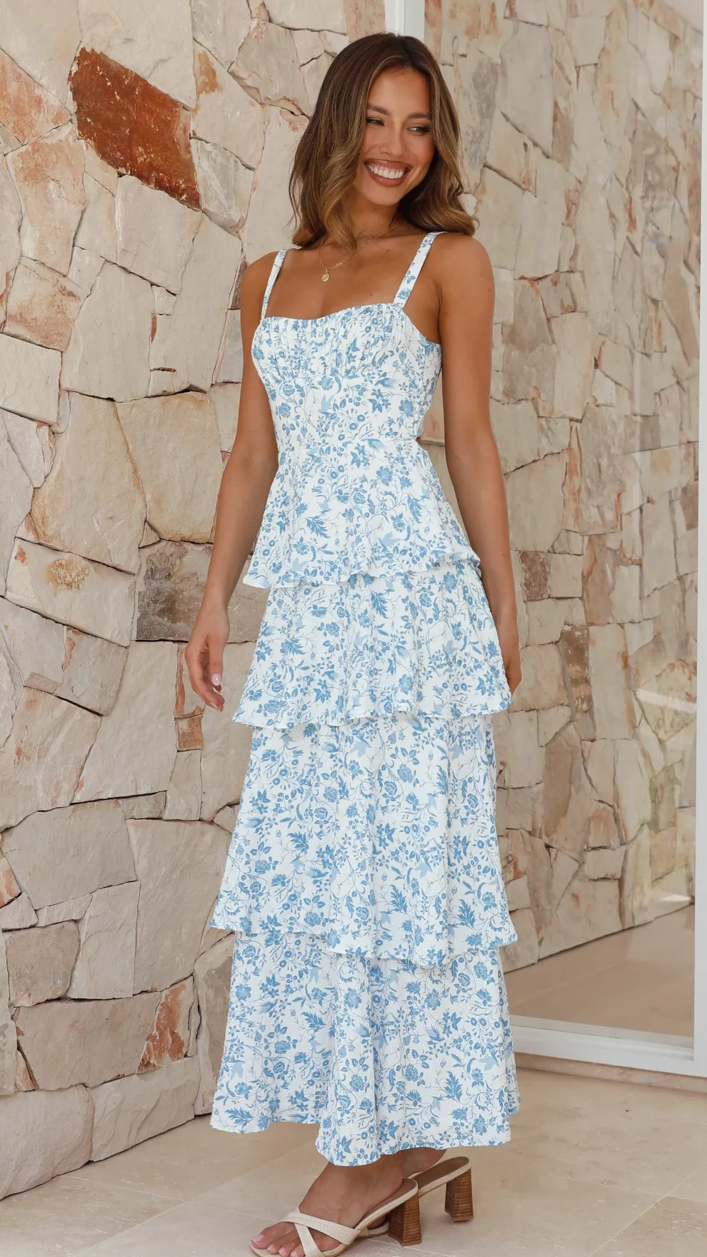 Page Maxi Dress - Blue Floral