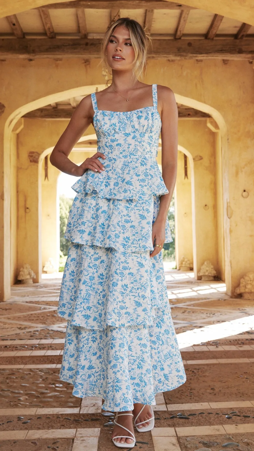 Page Maxi Dress - Blue Floral