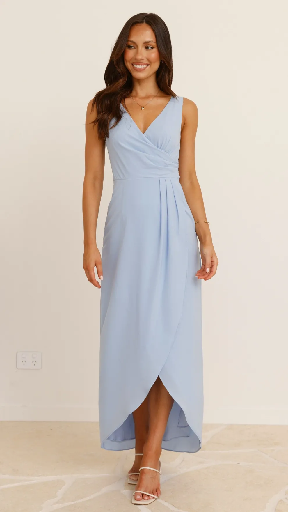 Pamela V Neck Maxi Dress - Blue