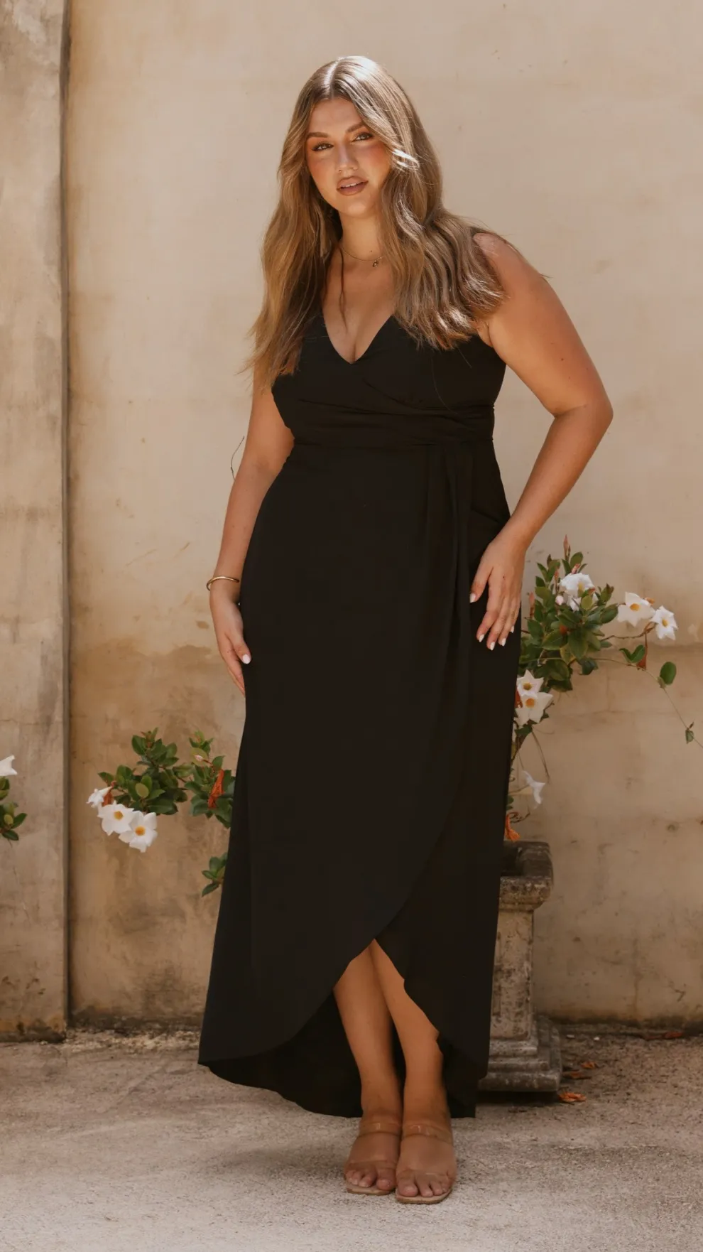 Pamela V Neck Maxi Dress - Black