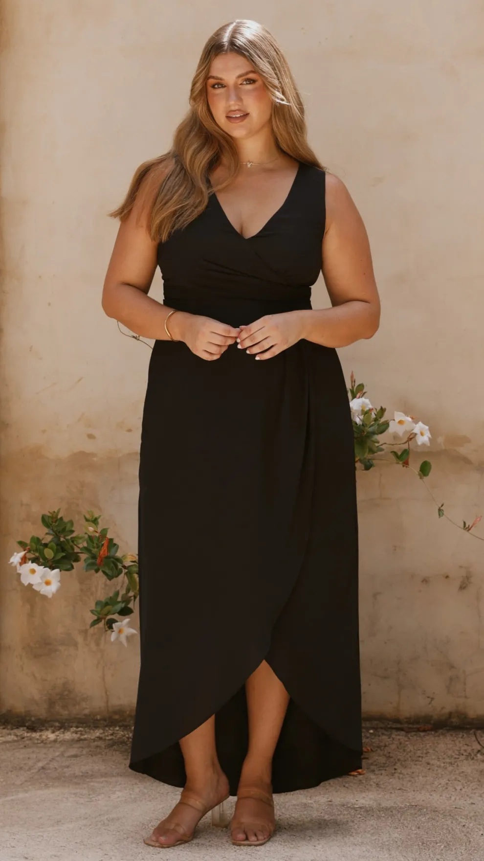 Pamela V Neck Maxi Dress - Black