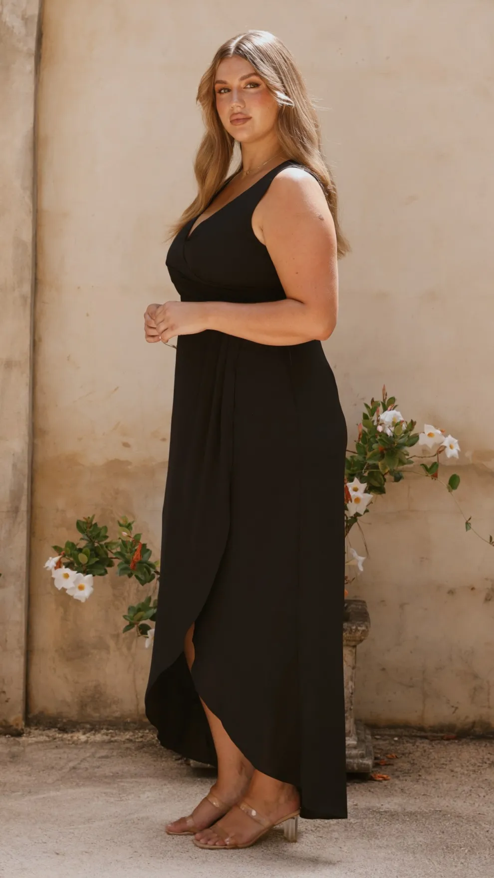 Pamela V Neck Maxi Dress - Black