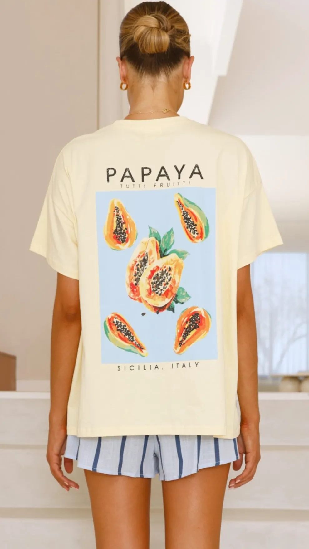 Papaya Top and Shorts Set - Yellow/Blue