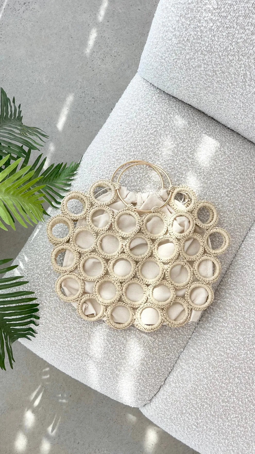 Posie Crochet Rings Bag - Natural