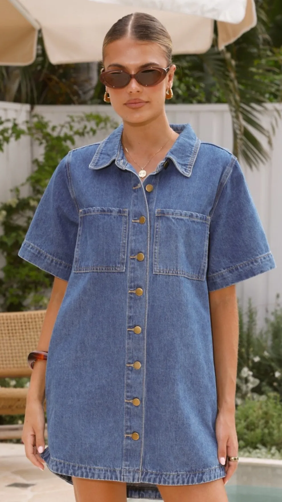 Rayna Denim Mini Dress - Dark Denim