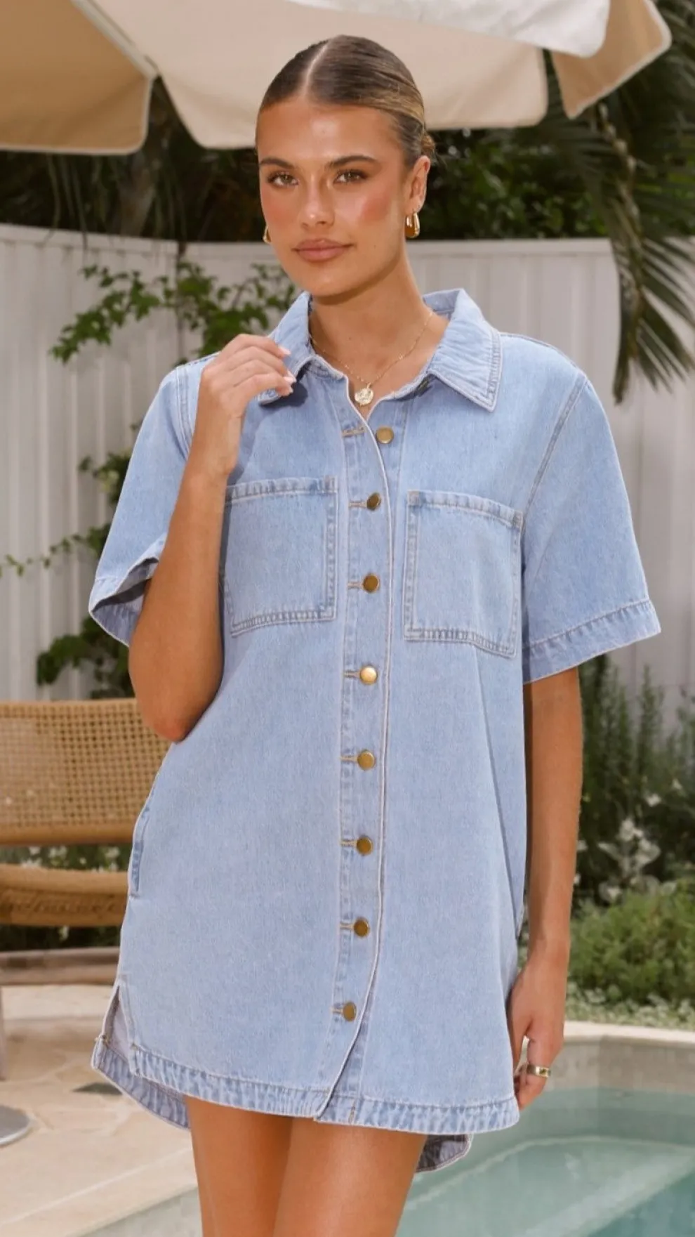 Rayna Denim Mini Dress - Light Denim